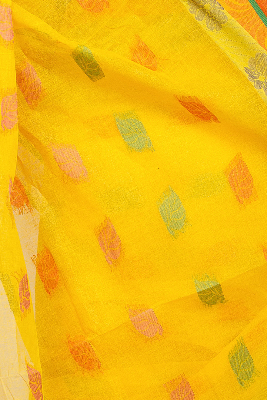 Yellow Pure Cotton TalGach Tant Saree (873)
